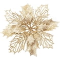 thumbnail image 2 of MINKUROW Poinsettia Artificial Flowers with Clips and Stems Sequins Glitter Christmas Faux Flowers Tree Ornaments Poinsettia Decorations for Xmas Wedding Party Wreath 10Pcs-Light Gold, 2 of 6