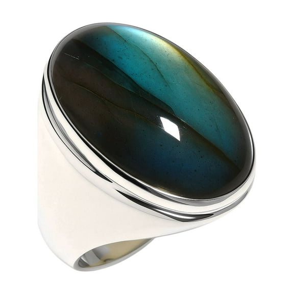 Genuine Blue Fire Black Labradorite Gemstone Beautiful 925 Silver Plated Fashion Ring for Women Unique Modern Designer Party Finger Jewelry Handmade by Artisans, US Ring Size 8