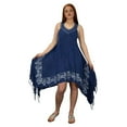 thumbnail image 5 of Peach Couture Womens Denim Asymmetric Hem Caftan Tank Dress Tunic Cover Up, 5 of 8