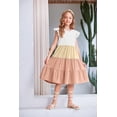 thumbnail image 4 of Arshiner Girls Dress Summer Flutter Sleeve Flared Tiered Swing Pleated Midi Cotton Casual Sundress with Pockets, 4 of 7