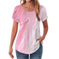 thumbnail image 1 of Outfmvch Chemises à Manches Courtes pour Femmes, Hauts Froncés pour Femmes, Hauts Roses pour Femmes, Hauts pour Tunique Plissée Col Rond Blouses T-Shirts Graphiques, Hauts Col Cowlin pour Femmes, T-Shirts Graphiques pour Femmes Rose 3TG, 1 of 5