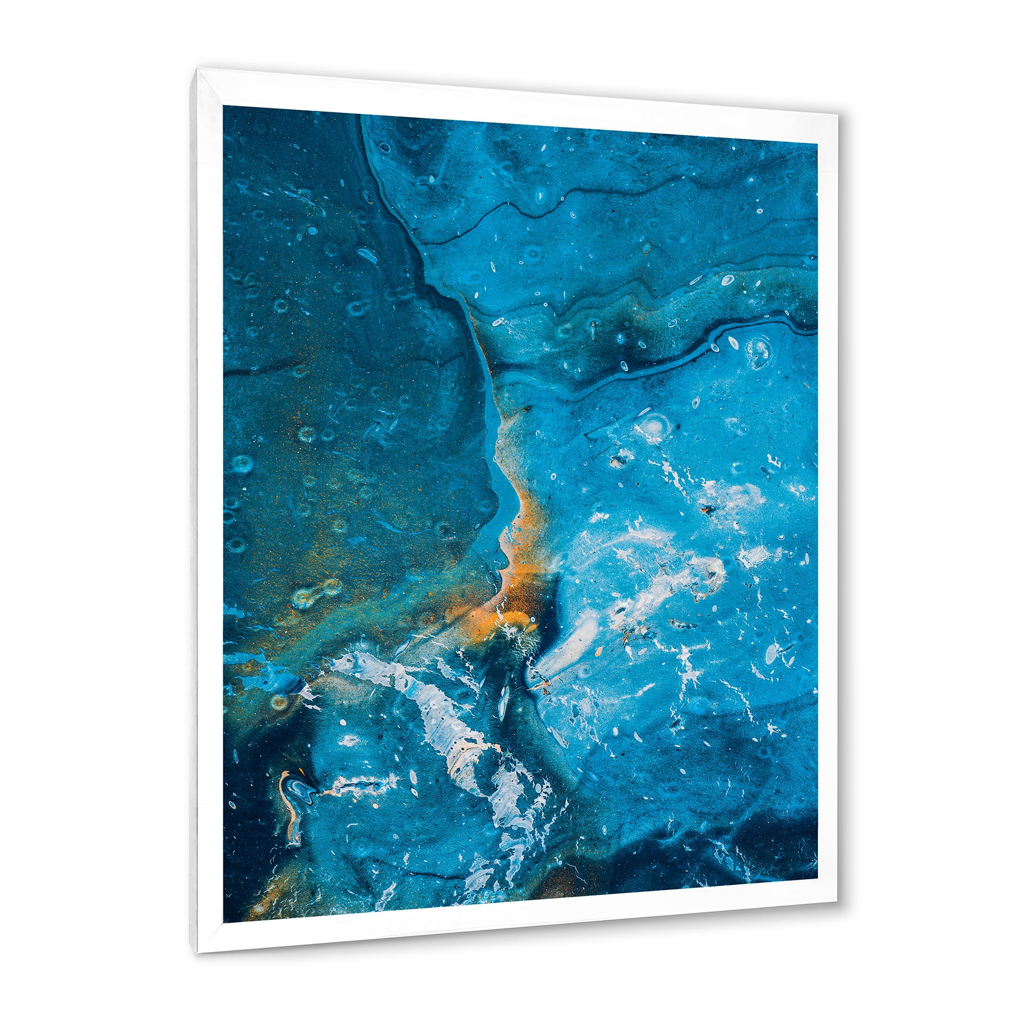 Designart 'Abstract Blue Marble Composition I' Modern Framed Art Print