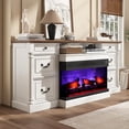 thumbnail image 6 of Merluxy 75" Farmhouse TV Stand with 36" 3-Sided Glass Fireplace, Large Entertainment Center with Drawer, TV Console for TVs up to 85",Distressed White, 6 of 7