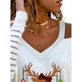 thumbnail image 3 of DYMADE Women Plus Size Christmas Off Shoulder Print Long Sleeve Slim Fit Top, 3 of 4