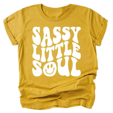 

Sassy Little Soul Shirt for Baby and Toddler Youth Girls White on Mustard Shirt 4T
