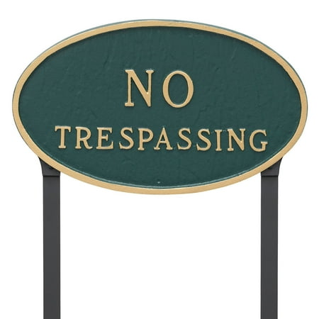 Montague Metal Products No Trespassing Oval Lawn Plaque