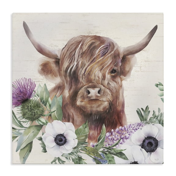 Stupell Industries Rustic Lodge Penny The Highland Cow Canvas Art, 17 x 17, by Lux   Me Designs