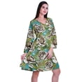thumbnail image 3 of Moomaya Designer Printed Short Flared Dress Full Sleeve Velvet Tunic Dresses For Women, 3 of 7