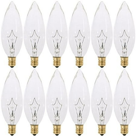 Pack of 12 40 Watt CTC Clear Torpedo Shaped Incandescent Chandelier Light Bulb, Candelabra (Best Light Bulbs For Chandeliers)