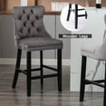thumbnail image 4 of Outdoor Wood Bar Stools Set of 2, 24" Counter Height Bar Stools with Upholstered Seat, Bar Stools with Back, Indoor Square Patio Dining Chairs for Kitchen, Bistro, Coffee, Pub,Gray,L1037, 4 of 10