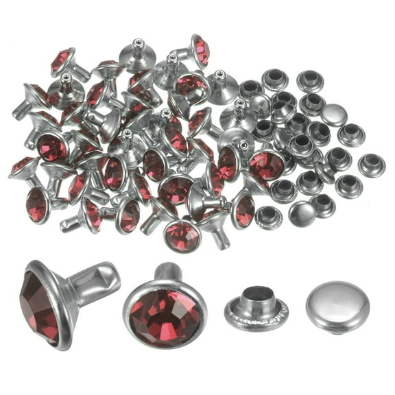 100pcs Crystal Rivets 8mm Rhinestone Rivets Rapid Stud Rivets for Clothing Leather Crafting, Purple