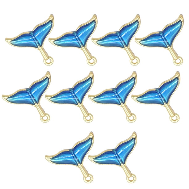 10 colgantes de cola de sirena para hacer tú mismo, para pulseras, pendientes y pendientes, de colores dorados y celestes.