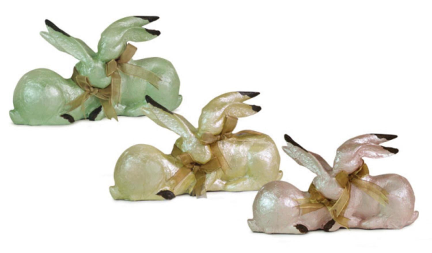 Pack of 6 Pearlescent Nestling Easter Bunny Decorations 9.5" by Melrose
