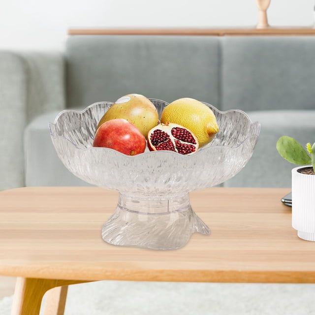 Frutero con pedestal y diseño escurridor, decoración de mesa, moderno, decoración del hogar, soporte para aperitivos, bandeja de frutas para encimera Transparente