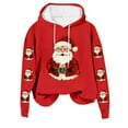 thumbnail image 2 of Yteetum Christmas Hoodies for Women Oversized Christmas Santa Claus Print Long Sleeved Fleece Hooded Sweatshirts Pullover Tops Womens Xmas Graphic Loose Drop-Shoulder Fleece Hoodies Fall Winter, 2 of 5