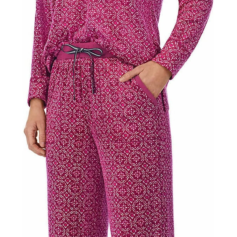 Nautica Women's 2 Piece Cozy Fleece Pajama Sleepwear Set (Purple Berry  Geo,XXL)
