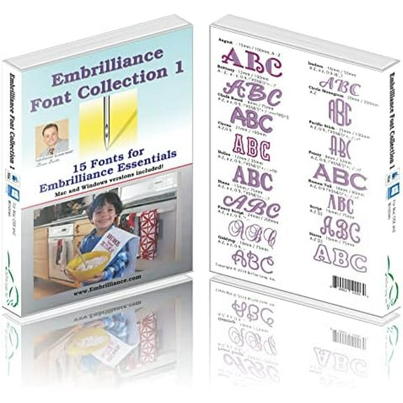 Font Collection 1 Embroidery Software for Mac & PC$$Art & Craft
