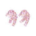 thumbnail image 2 of Cjfdfy Toddler Baby Girl Christmas Satin Pajamas Set Gingerbread Man Print Long Sleeve Fuzzy Trim Button Up Tops And Pants Kids Girl Cute My First Christmas Loungewear 1-7Y, 2 of 9