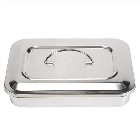 Stainless Steel Container Organizer Box Instrument Tray To Storage Box With Lid Tools Cans - 9 inches No hole,1 piece of stainless steel instrument box,silver