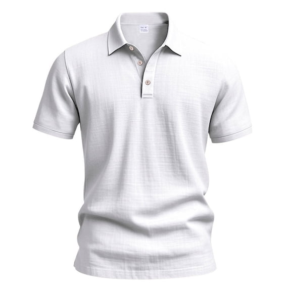 Men's Linen Polo Shirt, Short Sleeve Solid Color Linen Tops, Relaxed Fit Breathable