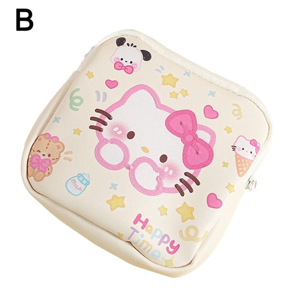Bolsa de almacenamiento de lápiz labial de dibujos animados, bolsa de almacenamiento de toallas sanitarias, bolsa pequeña, bolsa pequeña portátil linda para niña