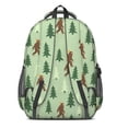 thumbnail image 3 of Bigfoot and Feather Green Pattern Backpack for School, Cute School Bag with Adjustable Shoulder Straps and Padded Back, 16.9"x12.6"x5.9", 3 of 5