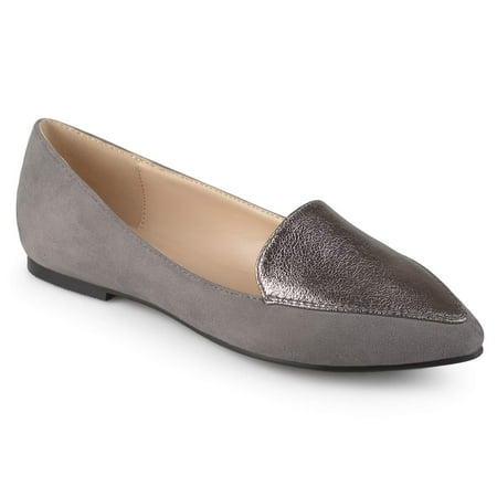 - Women's Pointed Toe Faux Suede Loafer Flats
