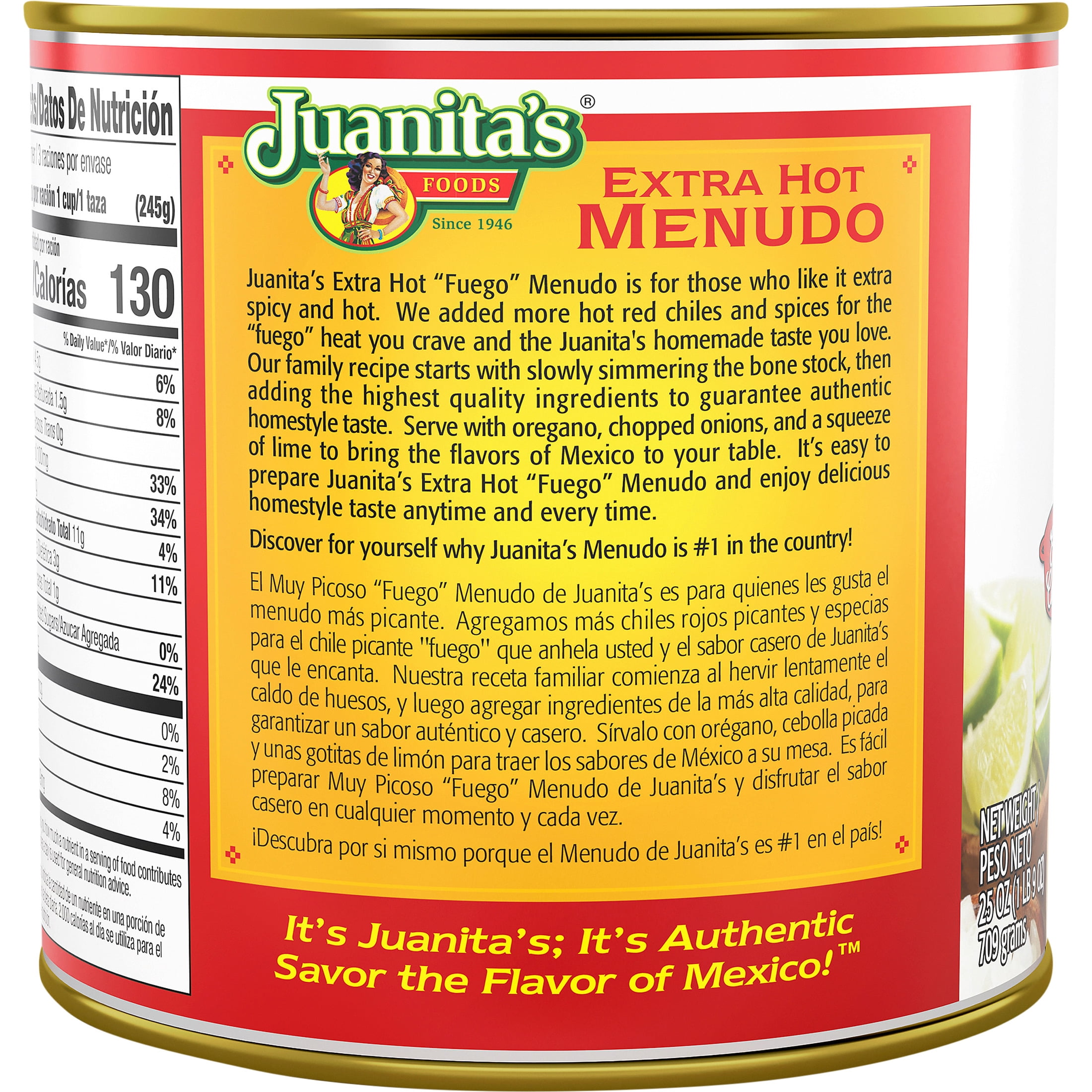 (3 pack) Juanita’s Foods Ready to Serve Extra Hot Menudo Soup, 25 oz Can