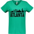 thumbnail image 3 of Inktastic Atlanta Skyline Grunge Women's V-Neck T-Shirt, 3 of 5