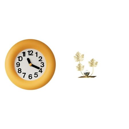 Wall Clock Statue Sculpture Metal Leaf Silent Sweep Movement for Contemporary House Office Decor