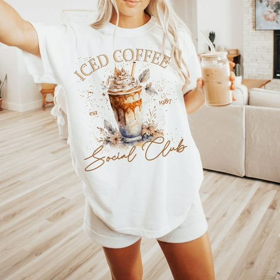 Iced Coffee Social Club T-Shirt, Trendy Coffee Lover Shirt, Mom Coffee Tee, Girls Club Shirt