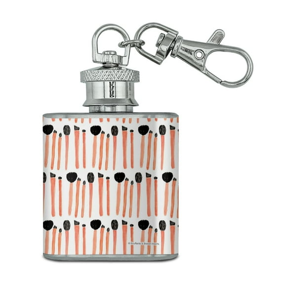 Makeup Brushes Pattern Stainless Steel 1oz Mini Flask Key Chain
