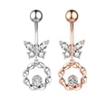 thumbnail image 2 of Racing Butterfly Stainless Steel Butterfly Crystal Curvy Belly Navel Ring Piercing Body Jewelry, 2 of 8