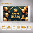 thumbnail image 5 of Golden Theme Happy Birthday Banner Decorative Design Crown Element Party Backdrop for Birthday Party Indoor Decoration Photo Shoot, 5 of 8