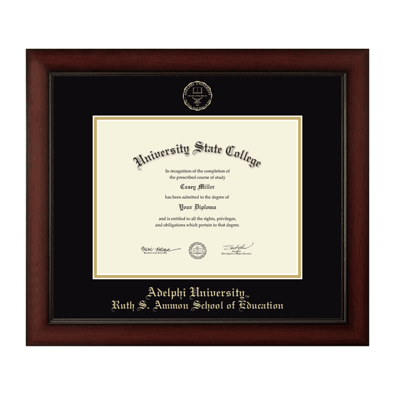 Framerly - Adelphi Education Diploma Frame with Black and Gold Mat