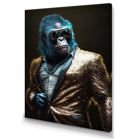 Designart Disco Style Tuxedo Gorilla II Canvas Wall Art