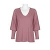 Ellen Tracy Scoop Neck Blouson Long Sleeve Solid Knit Jersey Top-PINOT NOIR / M