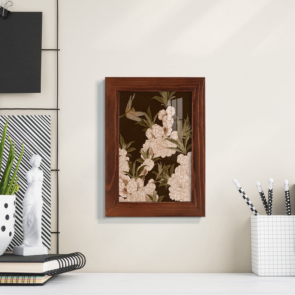 Asian Brocade III - Framed Print w/glass - Chestnut