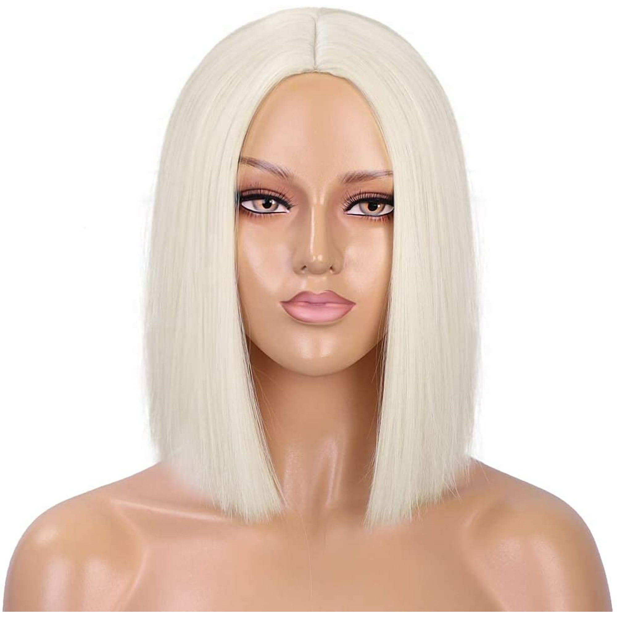 Pink Wig Synthetic Straight Hair Middle Part Shoulder Length Bob Wigs for Women Girls Cosplay Daily Party Wigs Platinum Walmart