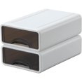thumbnail image 1 of OSteed White Desktop Drawers, Stackable Office Storage Drawers for Desk, Craft Organizer and Storage Bins, 2 Small Storage Container with Plastic Drawers for Office Supplies Desk accessories, 1 of 8