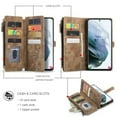 thumbnail image 3 of Samsung Galaxy S21 Case,Dteck Magnetic Wallet Case Premium Durable PU Leather Zipper Pocket Card Holder Kickstand Phone Protective Cover for Galaxy S21,Brown, 3 of 5
