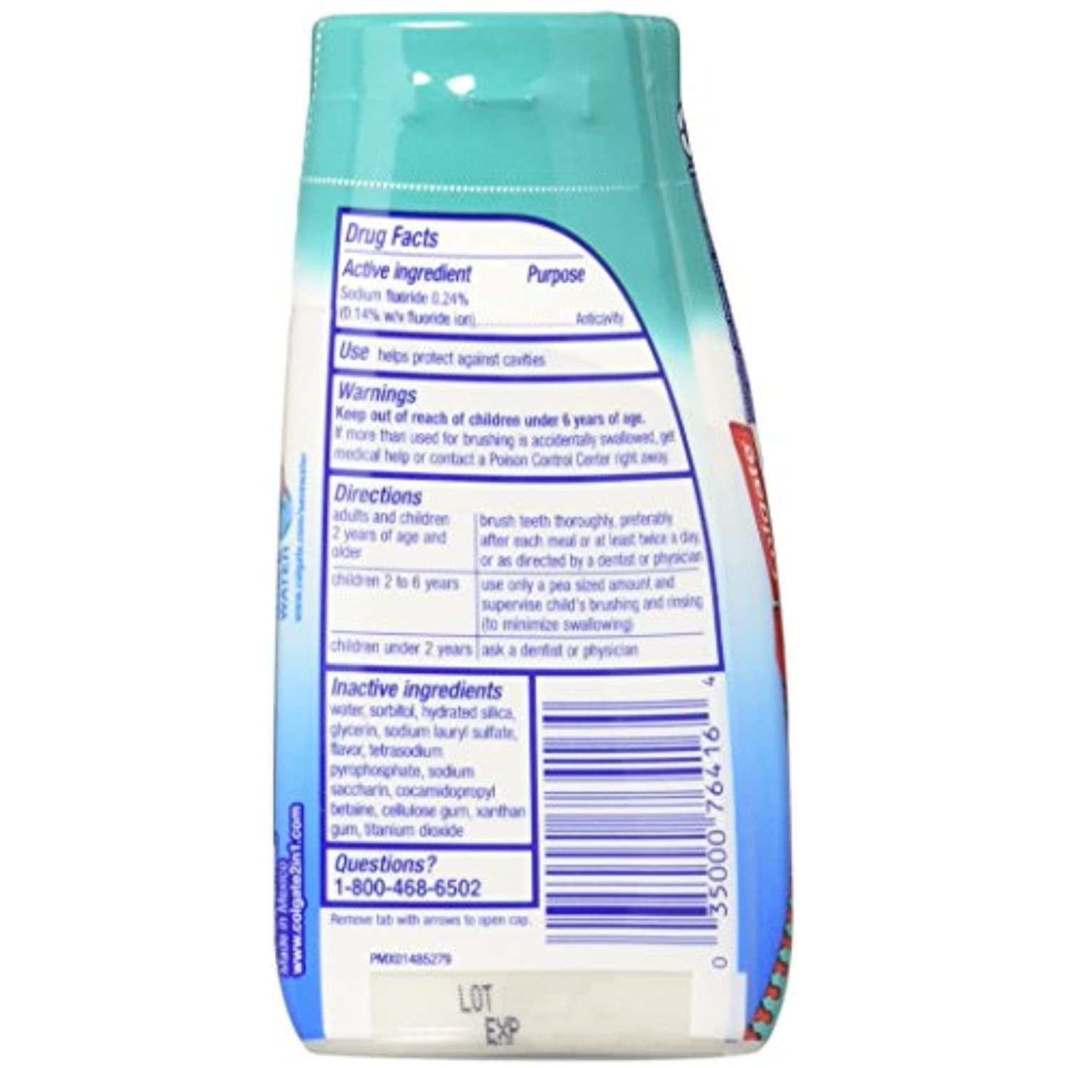 Colgate 2 In 1 Toothpaste & Mouthwash, Icy Blast Whitening, Liquid Gel, 3 Pack 4.6 Oz Each