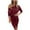 Red, variant on Fesfesfes Women Dress Temperament Solid Color Long Sleeves V-Neck Irregular Ruffled Dress Under $10