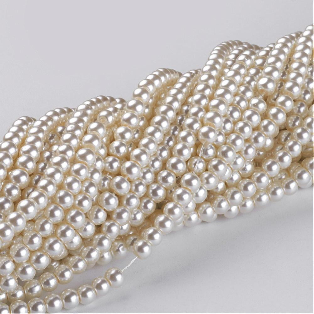 20 Strand Glass Pearl Beads Strands Pearlized Round Creamy White 4~5mm Hole: 1mm about 200pcs/strand 30.71 inch(78cm)DIY
