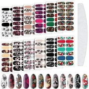 Maitys 168 Pieces Skull Full Wrap Nail Stickers Gothic Art Full Wraps Nail Polish Stickers 3D Self Adhesive Nail Decal Strips with Nail File Girls Nail Decoration