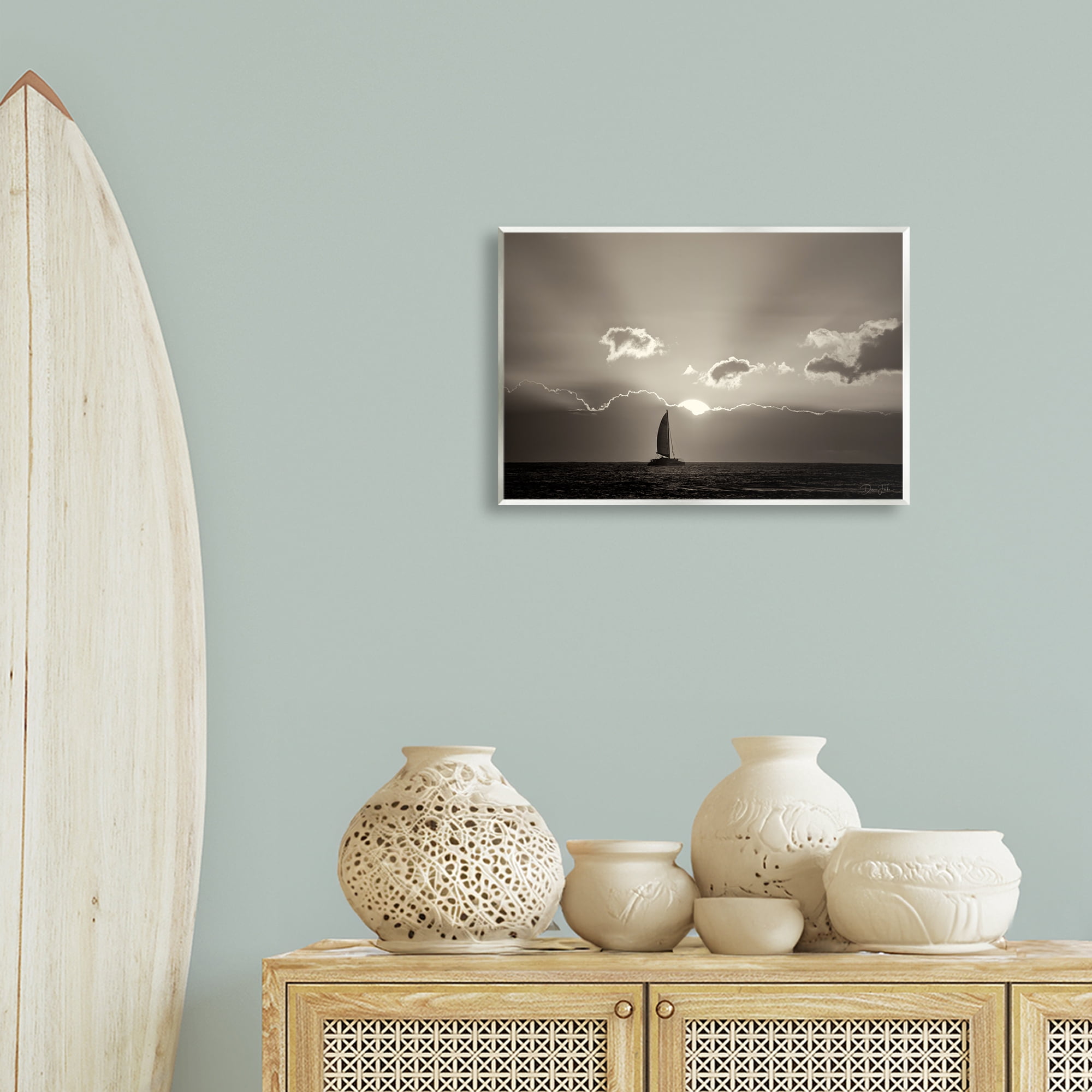 Stupell Industries Sun Peeking Over Boat Landscape & Nature Photography Unframed Art Print Wall Art, 19 x 13