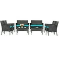 thumbnail image 2 of Gymax 8PCS Outdoor Furniture Set Patio Rattan Conversation Set w/ Turquoise Cushion, 2 of 10
