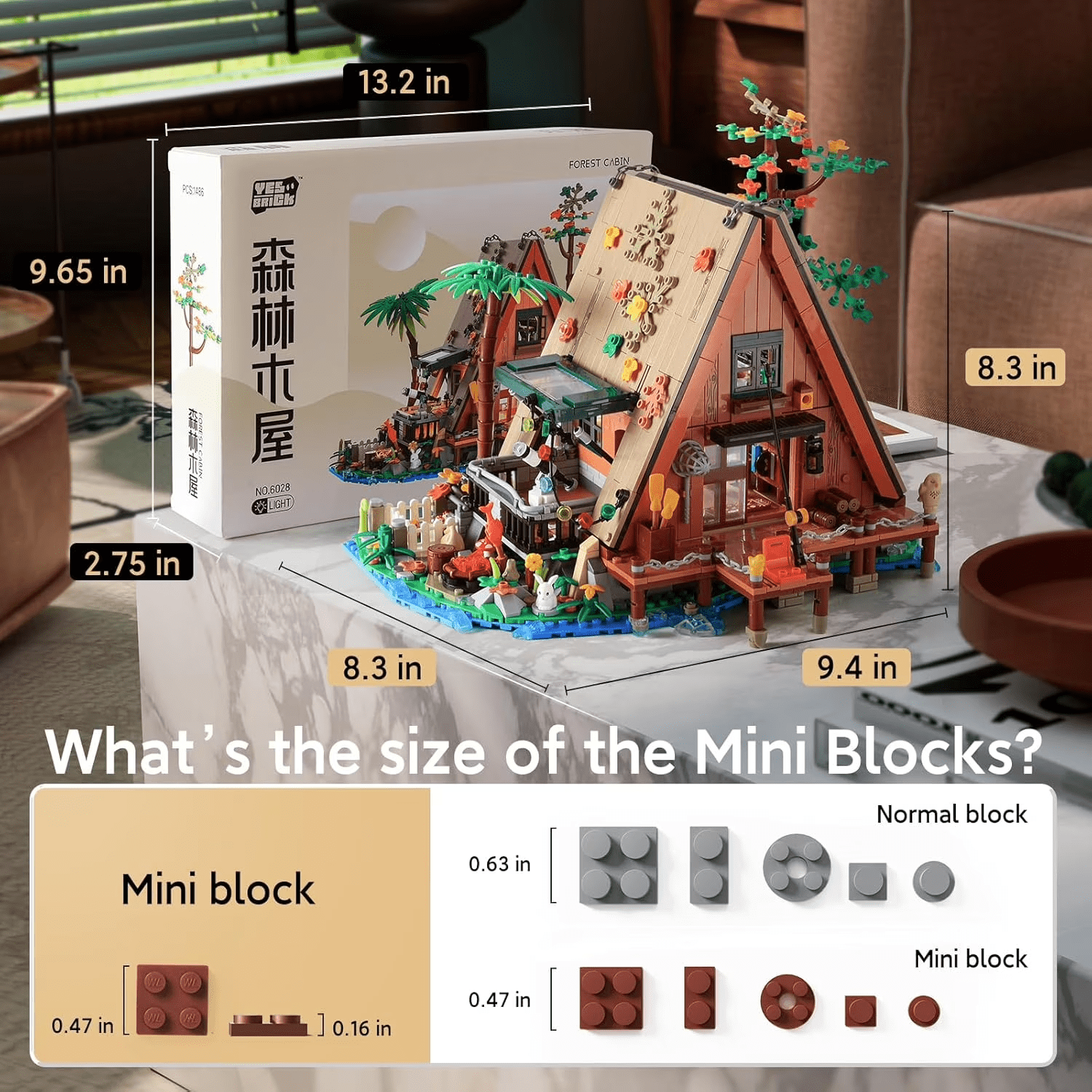 A-Frame Cabin Architecture House Building Set, Creative Cottage Model Kit for Boys & Girls