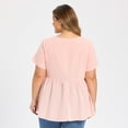 thumbnail image 3 of DARING DIVA Women's Plus Gingham Tops Plaid Notch Neck Blouse 2X Light Pink, 3 of 6