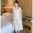 thumbnail image 1 of Pijamas de manga corta para mujer, de verano, de color liso, sencillos, con encaje, estilo princesa, ropa de casa de verano para mujer, 1 of 5